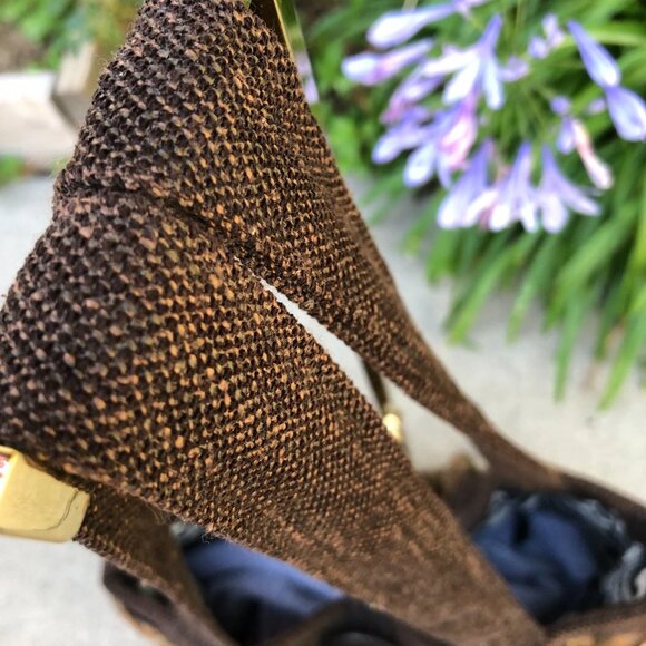 CONNIE GUNDERSON Ventura CA Designer Shoulder Purse Satchel Fuzzy Hand Bag Brown - Picture 8 of 16